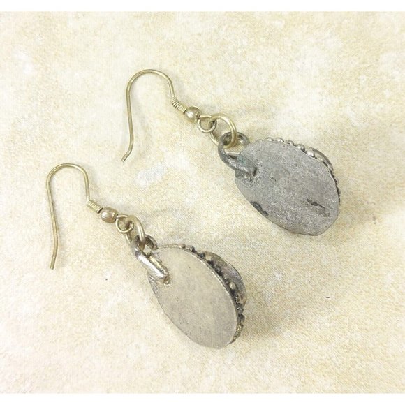 Purple Silver Earrings Oval Dangle Drop Vintage Jewel Trinket Earring Gift F/Her - Picture 8 of 8